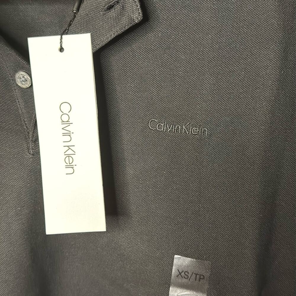 NWT Calvin Klein Jeans Black With Black Logo Polo Shirt Size X-Small - Picture 3 of 5